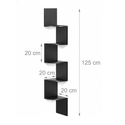 Eckwandregal, 5-stufig, Zickzack-Design