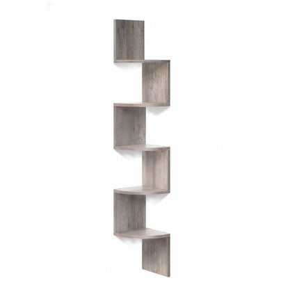 Eckwandregal, 5 Ablagen, Zickzack-Design
