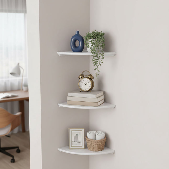 Eckwandregal, Nussbaum, halbrunde Wandmontage