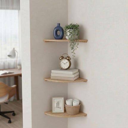 Eckwandregal, Nussbaum, halbrunde Wandmontage