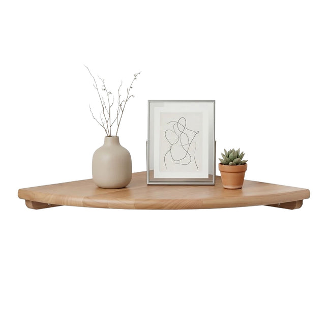 Corner Wall Shelf, Walnut, Wall-Mounted Semi-Circle