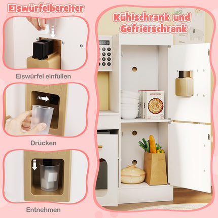 Corner Wooden Play Kitchen with Light & Sound, White