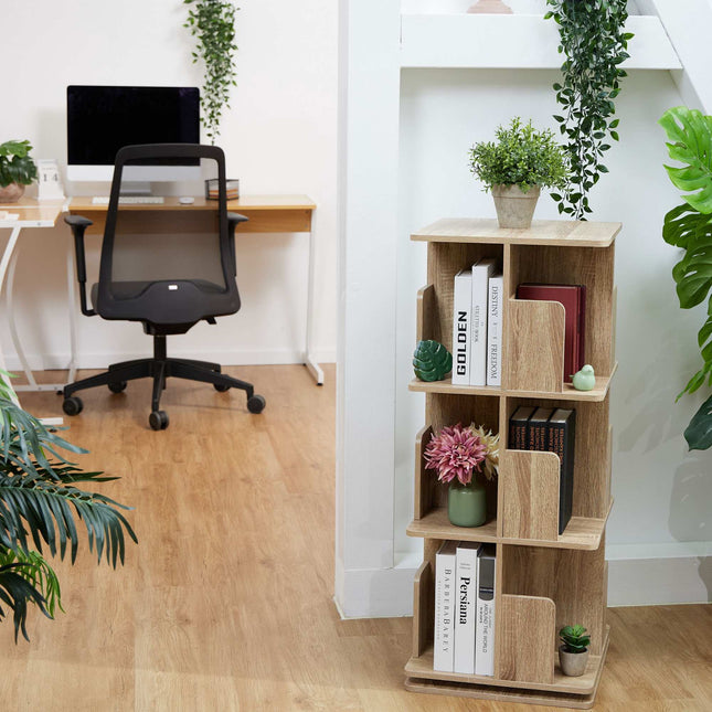 Corner bookcase with wood look