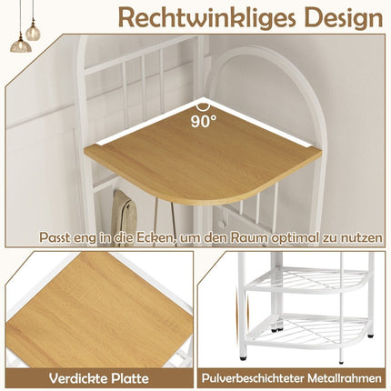 Eckgarderobe mit Schuhbank &amp; 6 abnehmbaren Haken 4-stöckiger Kleiderständer natur