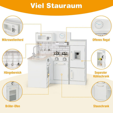 Eck-Spielküche mit separatem Kühlschrank &amp; Sound &amp; Spielzubehör Kinderküche weiß