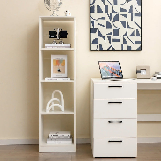 Eckregal 142 cm Schmales Bücherregal 38 x 33 x 142 cm Weiß