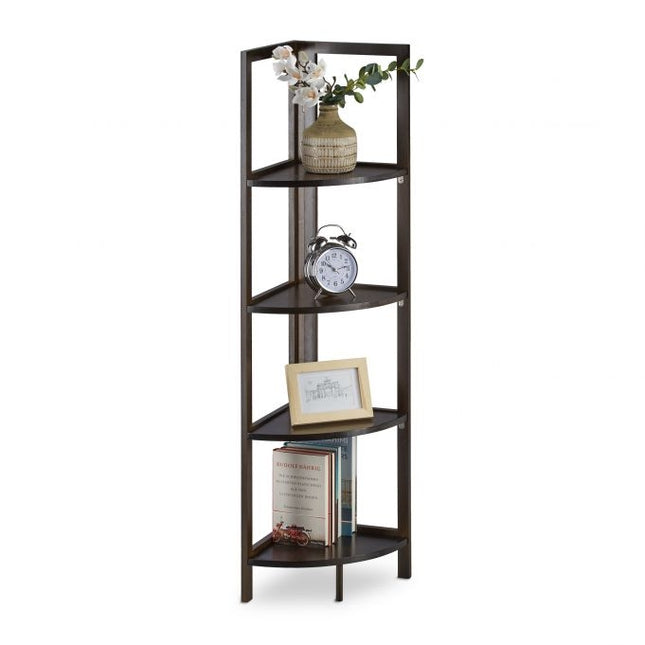Corner shelf in bamboo with 4 shelves