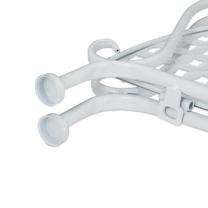 Corner shelf in white metal with 4 shelves
