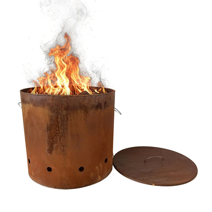 Feuerschale aus Cortenstahl mit Deckel – Hohes Design
