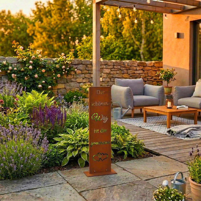 Gartenschild aus Cortenstahl – witterungsbeständige Außendekoration