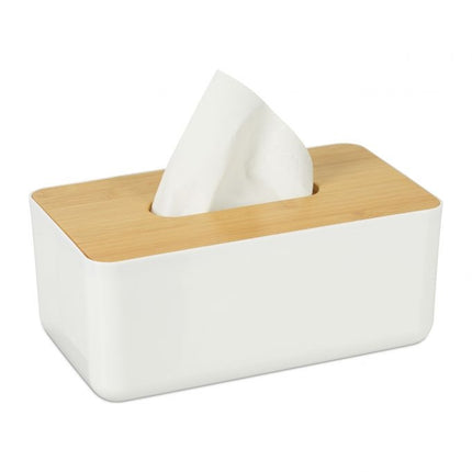 Cosmetic box for paper tissues with wooden lid