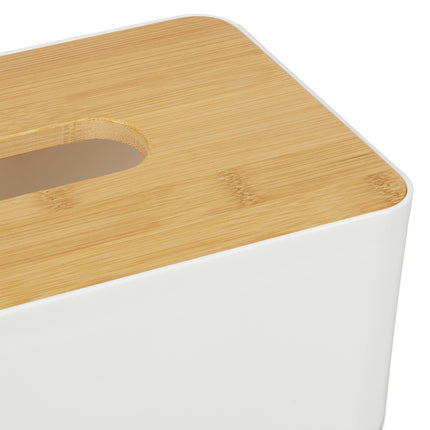 Cosmetic box for paper tissues with wooden lid