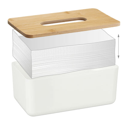 Cosmetic box for paper tissues with wooden lid