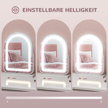Kosmetikspiegel mit LED-Beleuchtung, 360° drehbar, 33x44,5 cm