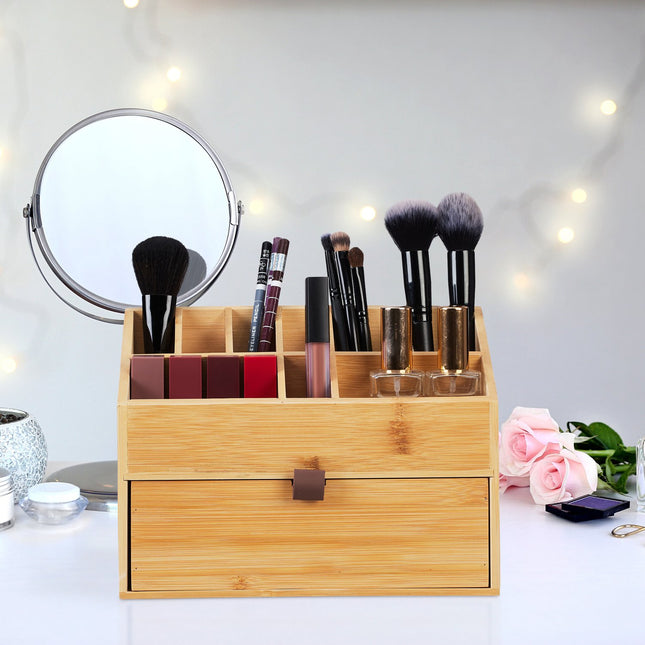 Cosmetica organizer met 9 compartimenten en lade