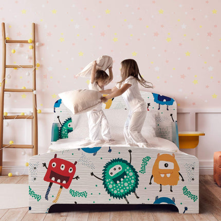 Cot small monsters with shelf