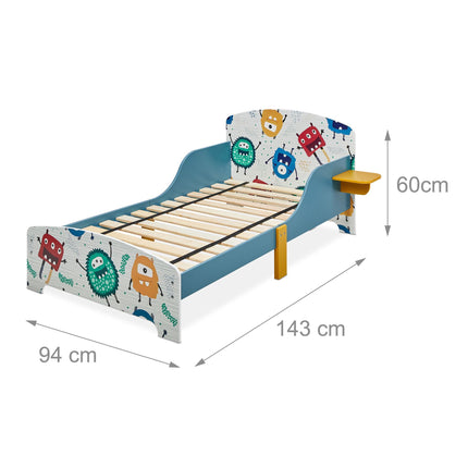 Cot small monsters with shelf