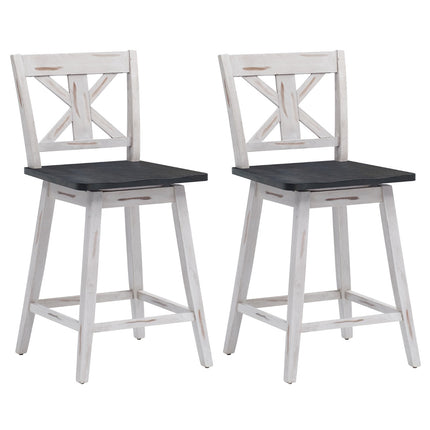 Barhocker, Thekenhöhe, 2er-Set, 24 Zoll drehbar, Holzbeine