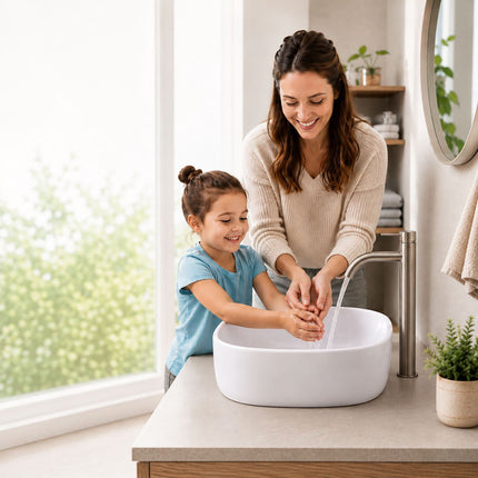 Countertop Ceramic Washbasin, White, 55 x 34 x 14.5 cm