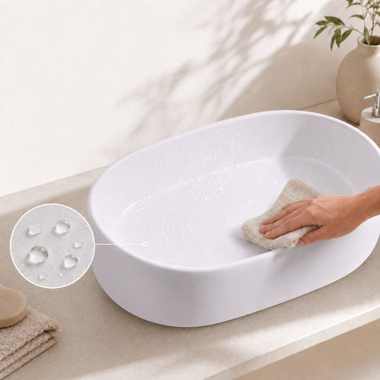 Countertop Ceramic Washbasin, White, 55 x 34 x 14.5 cm