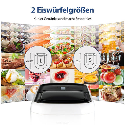 Tisch-Eiswürfelbereiter, 2-Liter-Tank, 15 kg/Tag, Selbstreinigung