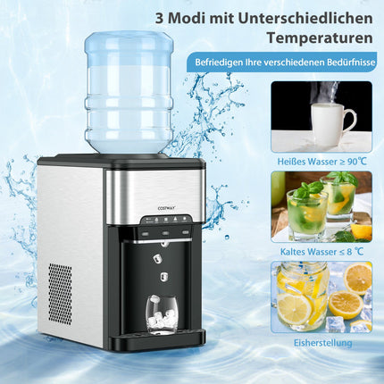 Tisch-Wasserspender, Heiß-Kalt-Eisbereiter, Silber