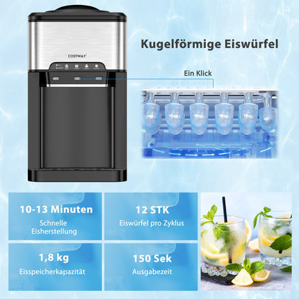 Tisch-Wasserspender, Heiß-Kalt-Eisbereiter, Silber