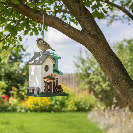 Vogelhaus im Landhausstil, wetterfestes Kiefernholz