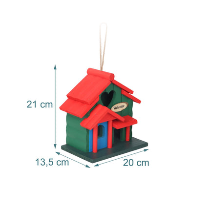 Country-Style Birdhouse, Weatherproof Pine, Hanging Loop