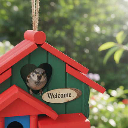 Country-Style Birdhouse, Weatherproof Pine, Hanging Loop