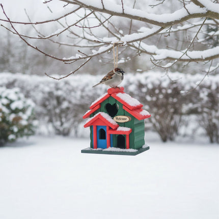 Country-Style Birdhouse, Weatherproof Pine, Hanging Loop