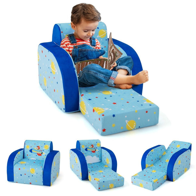 Cozy 3-in-1 convertible children's armchair children's folding sofa 92 x 47 x 29 cm blue