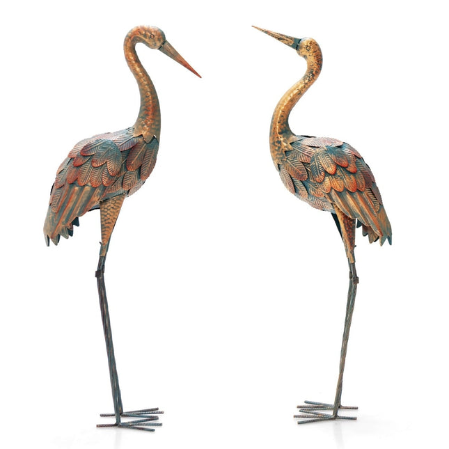 Gartenfiguren Kraniche, Metall, 2er-Set, wetterfest