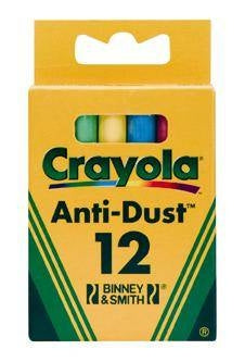 Crayola Anti Dust Coloured Chalks, 12 Pcs