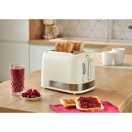 Cremefarbener 2-Schlitz-Toaster – 7 Bräunungsstufen, 1050 W