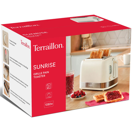Cremefarbener 2-Schlitz-Toaster – 7 Bräunungsstufen, 1050 W