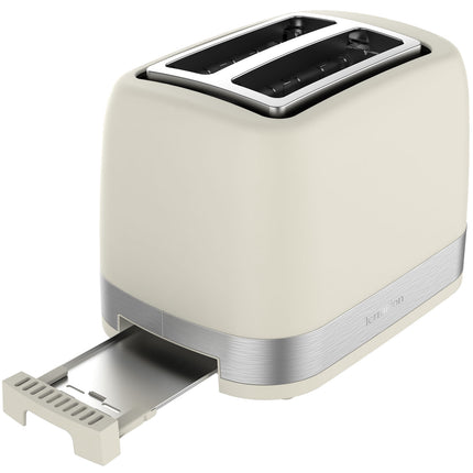 Cremefarbener 2-Schlitz-Toaster – 7 Bräunungsstufen, 1050 W