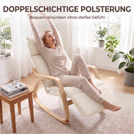 Cream White Rocking Chair with Adjustable Footrest