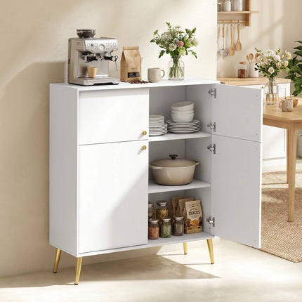 Cream White Sideboard with Gold Accents, 105.4 cm