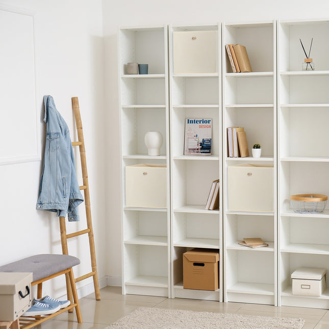 Úložné boxy s úchytem krémové, sada 4 ks