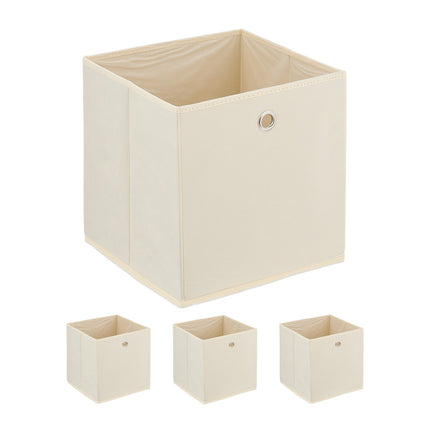 Creme Storage Boxes with Grip, Set of 4