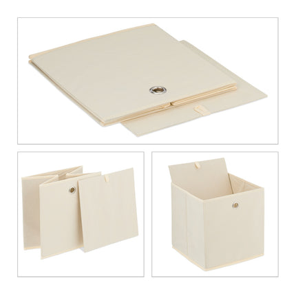 Creme Storage Boxes with Grip, Set of 4