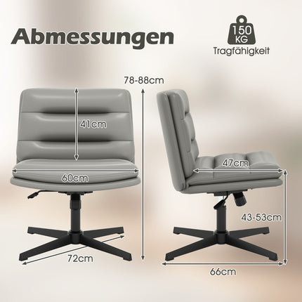 Cross-Legged Office Chair, Adjustable Height, Grey