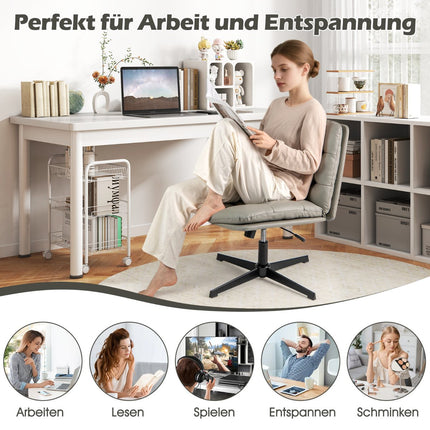 Cross-Legged Office Chair, Adjustable Height, Grey
