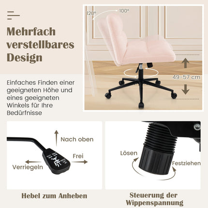 Bürostuhl mit Rollen, pink, höhenverstellbar