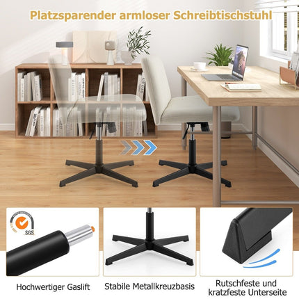 Kreuzstuhl ohne Armlehnen Drehstuhl mit breiter Sitzfläche Schreibtischstuhl Beige
