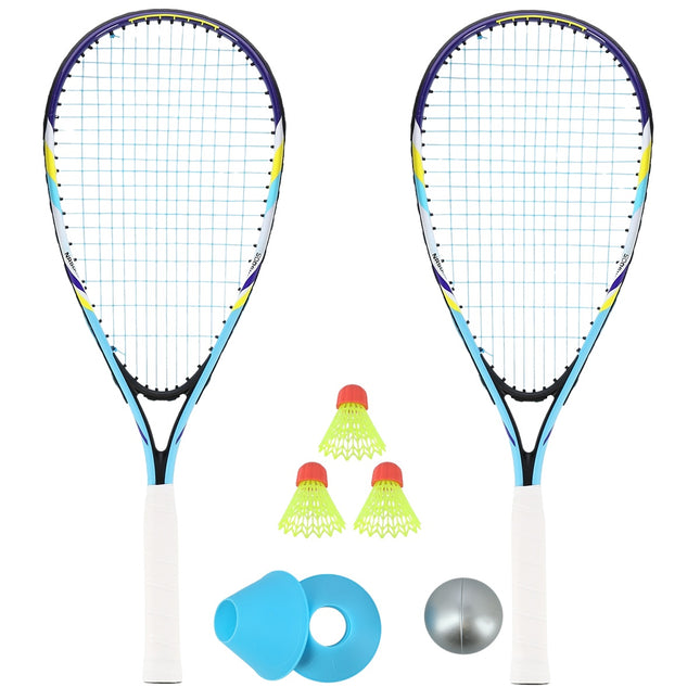 Crossminton Set mit 2 Schlägern, Federbällen, Markierungen, Ball