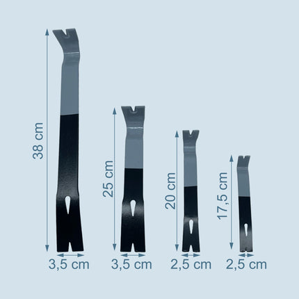 Crowbar Set, 4-Piece Flat Design, Hardened Steel