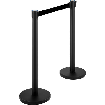 Crowd Control Stanchion Set, 4 Pack, 6.6 Ft Belt, Black