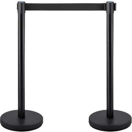 Crowd Control Stanchion Set, 4 Pack, 6.6 Ft Belt, Black
